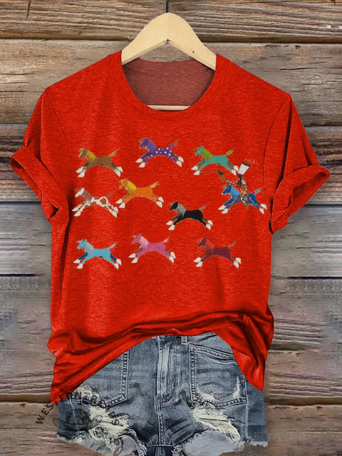 Classic Horse Art Print Casual T-Shirt