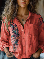 🔥Hot Sale🔥Vintage Feather Art Print Crew Tee T-Shirt