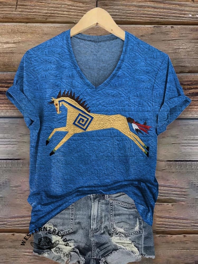 Classic Horse Art Print Casual T-Shirt