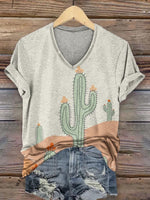 Classic Cactus Print Casual T-Shirt