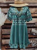 Vintage Aztec Art Print Crew Tee T-Shirt