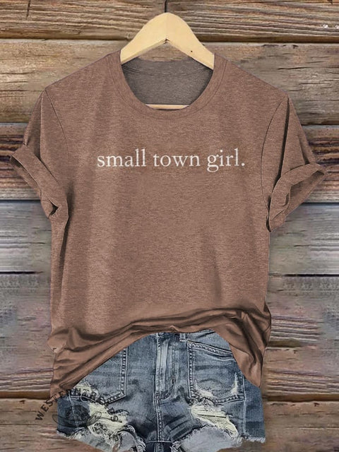 Small Town Girl Art Print Casaul Short Sleeve T-shirt