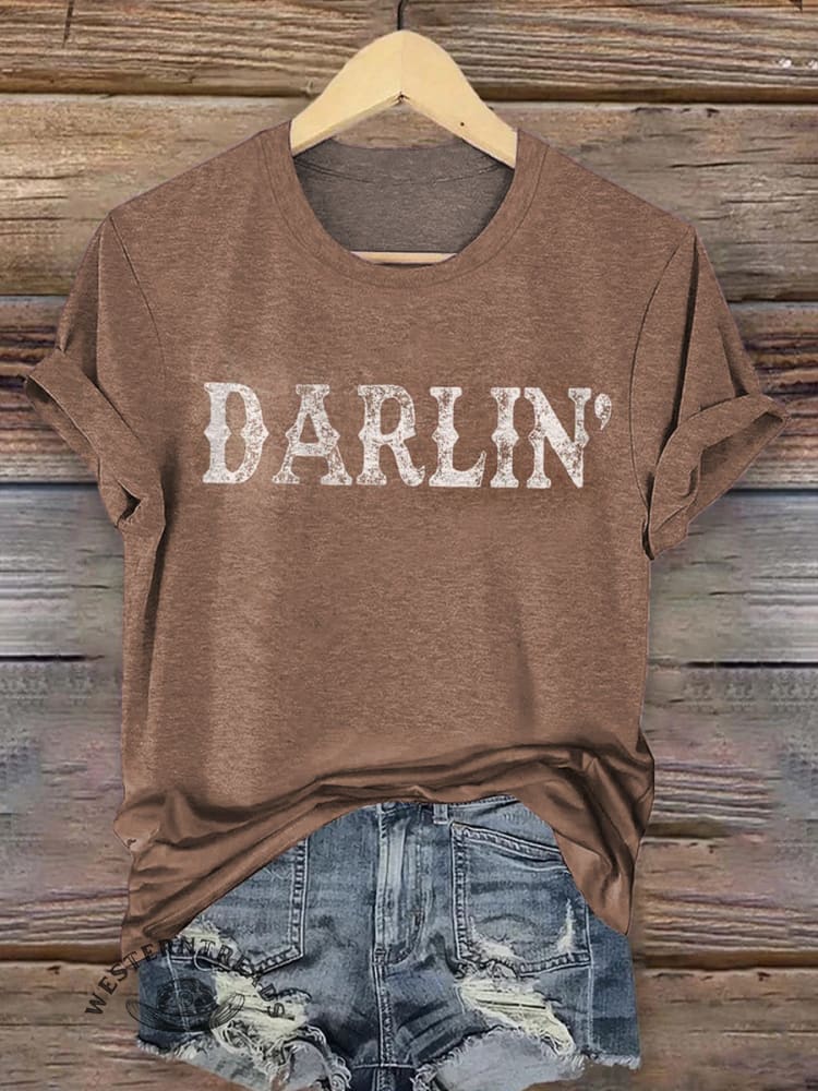 Women's Darlin Classic Art Pirnt Casual T-Shirt