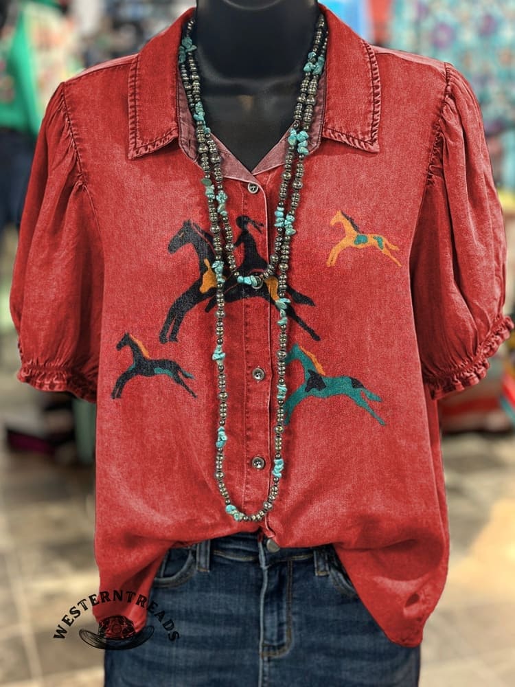 🔥Hot Sale🔥Classic Horse Art Print Casual T-Shirt