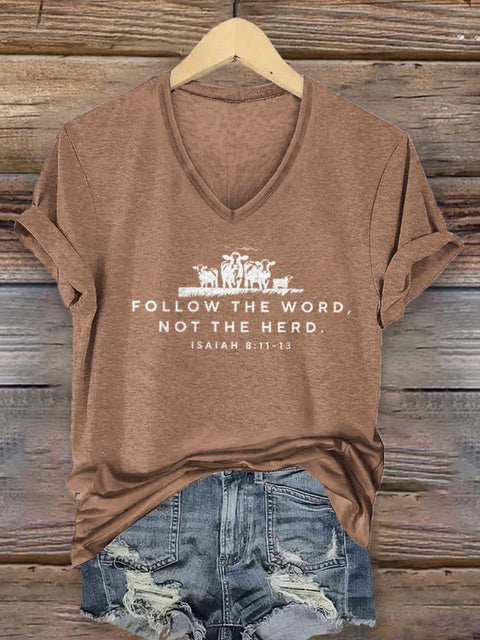 Women's Religious Western Faith Art Print V-Neck Casual T-Shirt