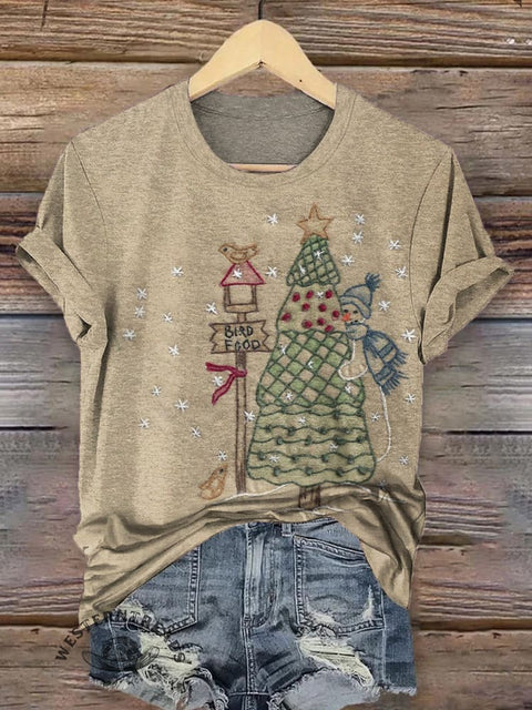 Retro Christmas Tree Pattern T-shirt