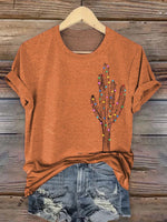 Retro Christmas Cactus Art Print Casua T-shirt