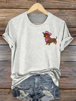 Western Cowboy Dog Art Print T-shirt