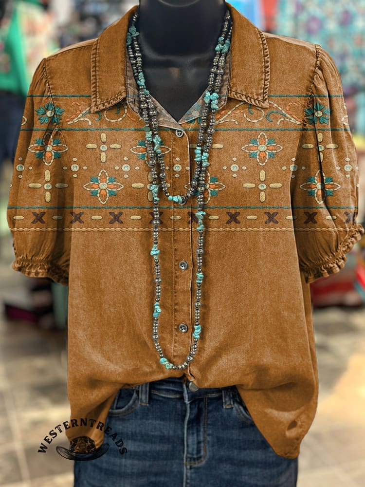 🔥Hot Sale🔥Ethnic Imitation Embroidery Vintage Flowers Print Sweatshirt