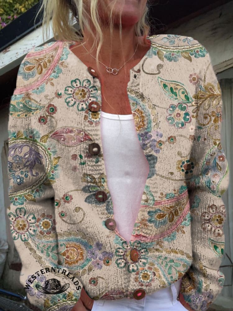 🔥Hot Sale🔥Vintage Paisley Print Sweatshirt