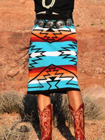 Women's Vintage Ethnic Aztec Print Knitted Skirt
