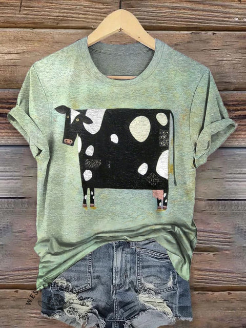 Dairy Cow Print Short Sleeve T-shirt