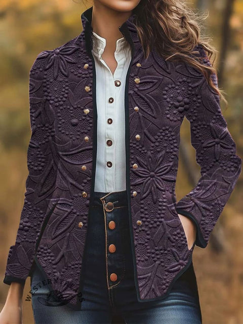 Women's Retro Floral Print Casual Jacket