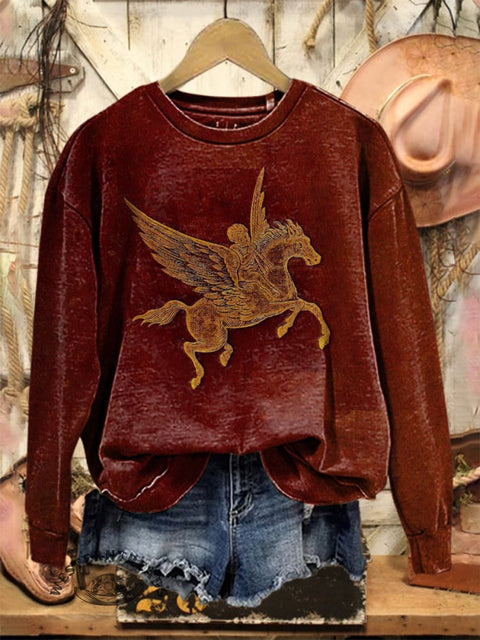 Retro Saint George Print Casual Cotton Sweatshirt