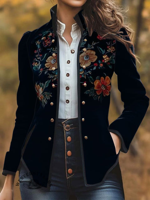 Women's Retro Ethnic Print Casual Jacket