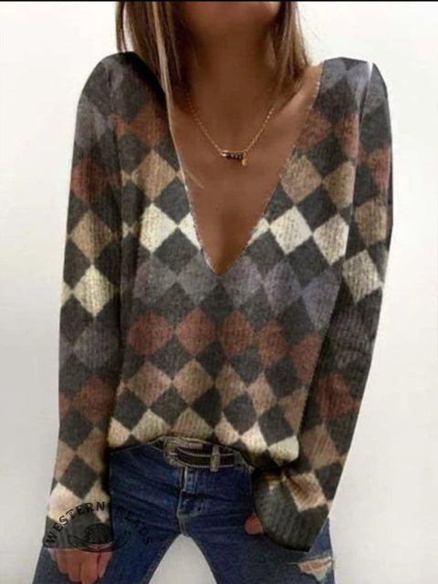 Women's Casual V-neck Pullover Knit