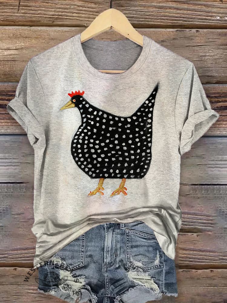 Vintage Chicken Print T-shirt