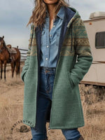 Vintage Aztec Print Unisex Plush Thick Long-Sleeved Sweater Cardigan Coat