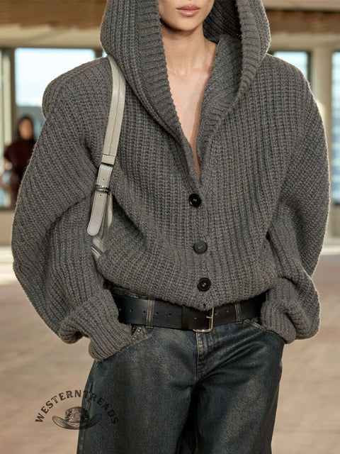 Unisex Plush Thick Long-Sleeved Sweater Cardigan Coat