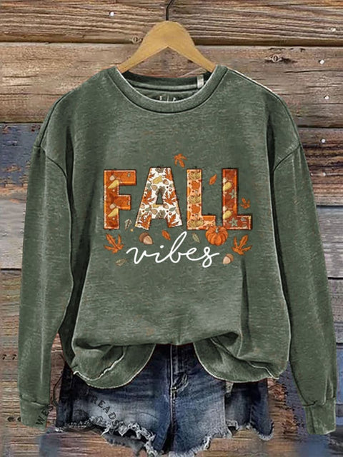 Fall Maple Leaf Print Casual Cotton Sweatshirt