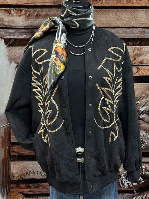 Western Brown Stitching Trim Jacket