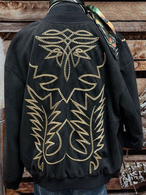 Western Brown Stitching Trim Jacket