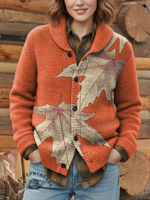 Retro Ethnic Pattern Print Knit V-neck Pullover Sweater