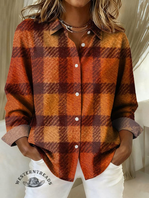 Women's Plaid Print Casual Cotton Shirt