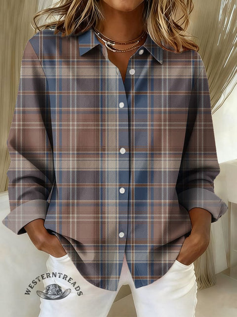 Women's Plaid Print Casual Cotton Shirt