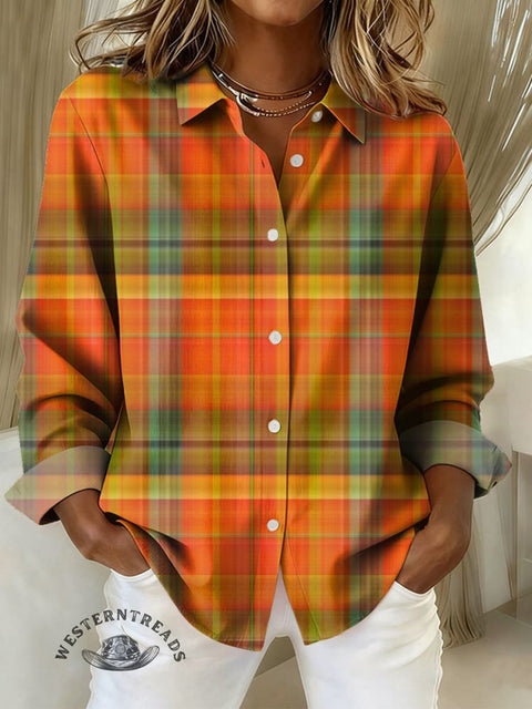 Women's Plaid Print Casual Cotton Shirt