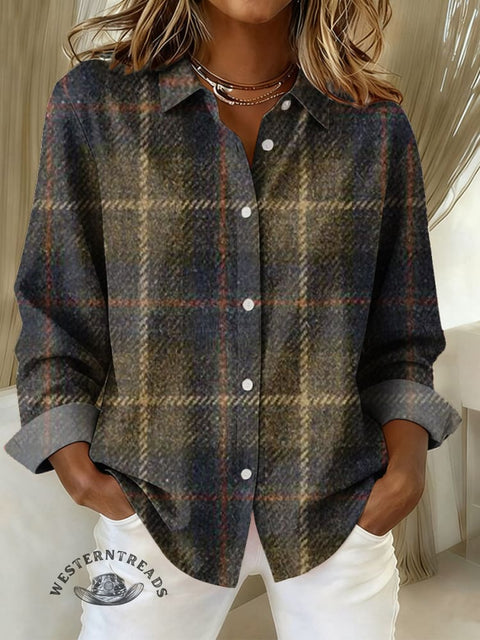 Women's Plaid Print Casual Cotton Shirt