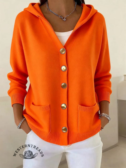 Buttoned Cardigan Hooded Sweater