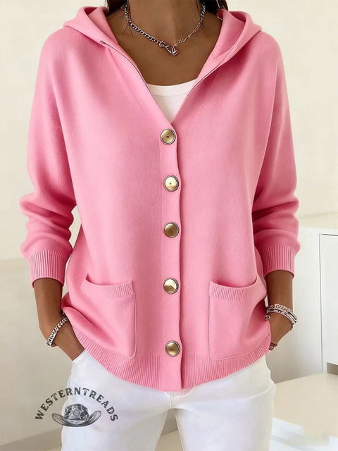 Buttoned Cardigan Hooded Sweater