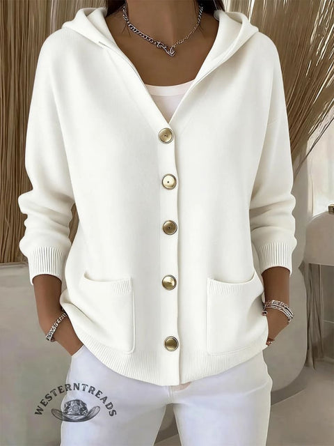 Buttoned Cardigan Hooded Sweater