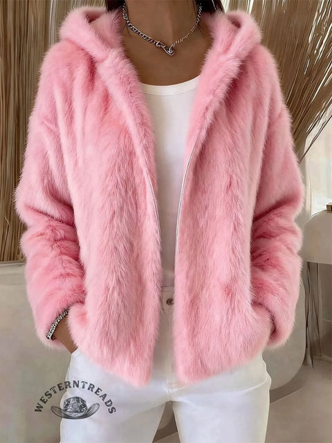 Women's Casual Zipper Hooded Sherpa Coat Cardigan