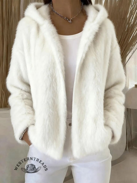 Women's Casual Zipper Hooded Sherpa Coat Cardigan