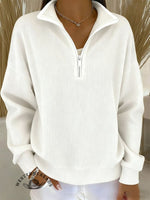 Women's Solid Color Casual Long Sleeve Zip Sweatshirt