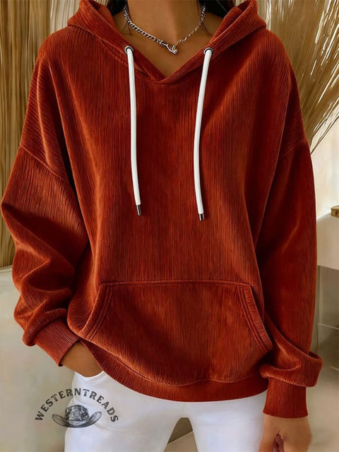 Cotton Casual Hoodie Corduroy Sweatshirt