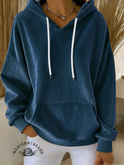 Cotton Casual Hoodie Corduroy Sweatshirt