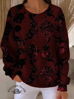 Vintage Flowers Prints Casual Cotton Sweatshirt