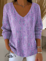 Women's Vintage Art Print Casual Pullover Sweater