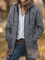 Vintage Art Print Unisex Plush Thick Long-Sleeved Cardigan Coat