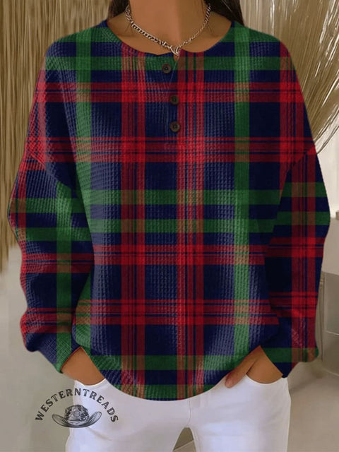 Retro Christmas Pattern Art Print Buttoned Cardigan Sweater