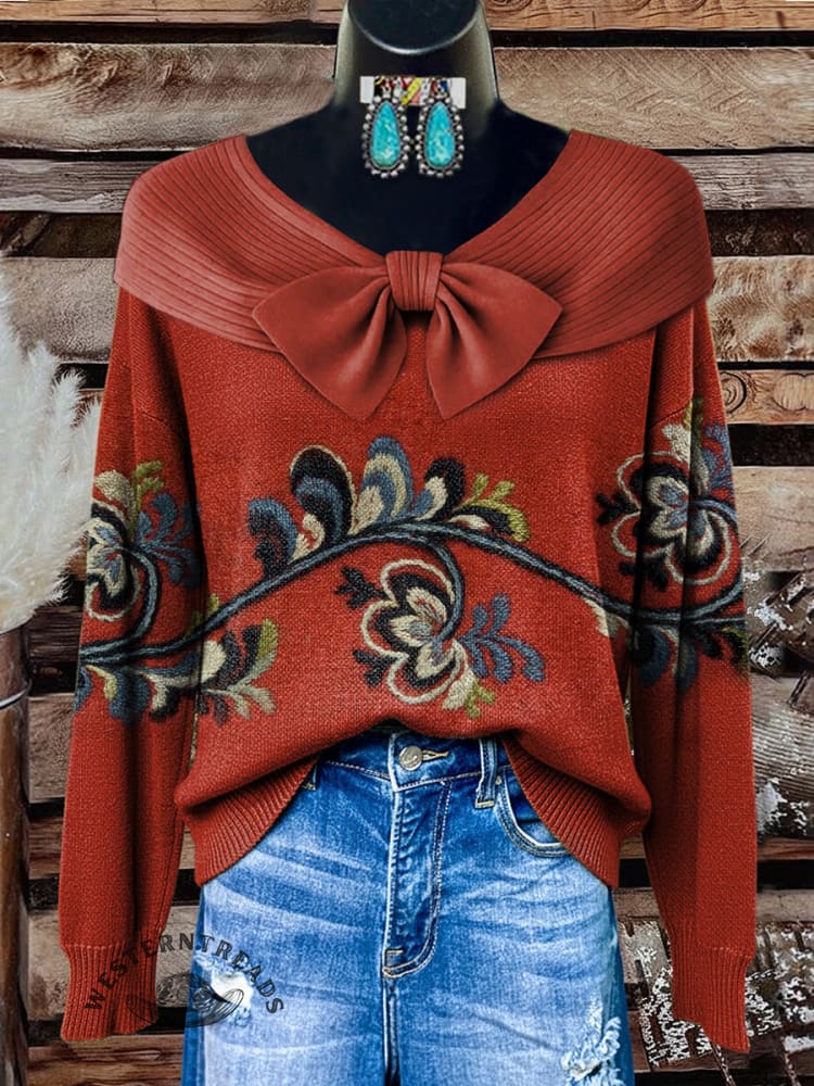 Vintage Flowers Art Print Buttoned Cardigan Sweater