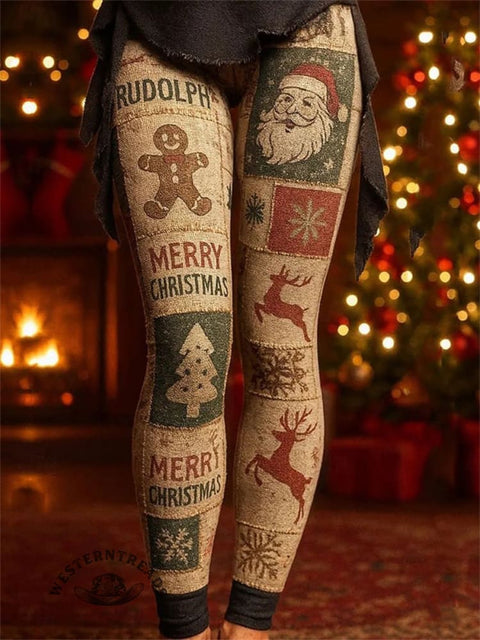 Women's Casual Christmas Art Print Leggings