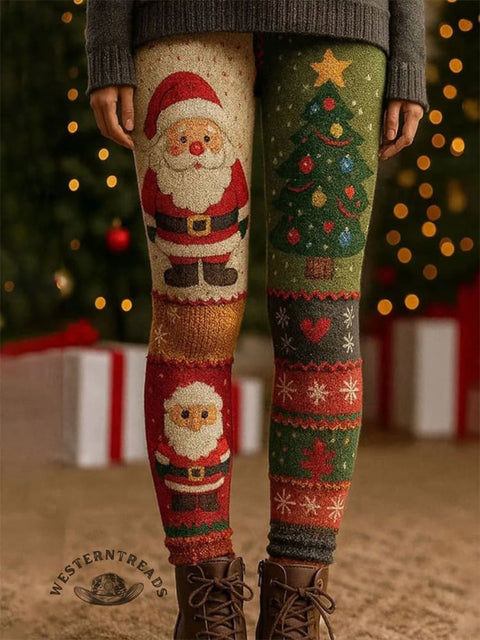 Women's Casual Christmas Santa Claus Art Print Leggings