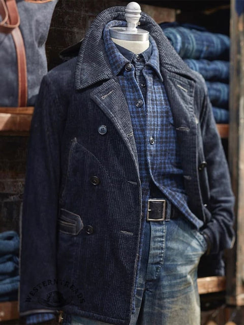 Casual Long-sleeved Double-breasted Stand-up Collar Shirt