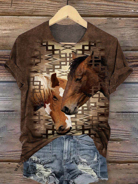 Horse Print Casual T-shirt