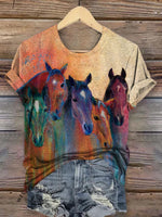 Color Horse Print T-shirt