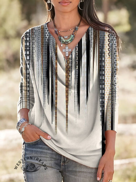 Women's Stripes Print Casual Cotton Shirt